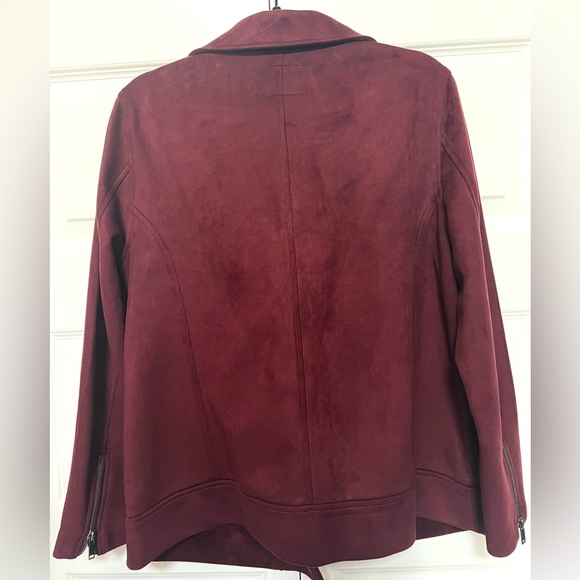 THE FALL COLOR 😍 Wine faux suede moto jacket plus size 1X - Picture 3 of 5